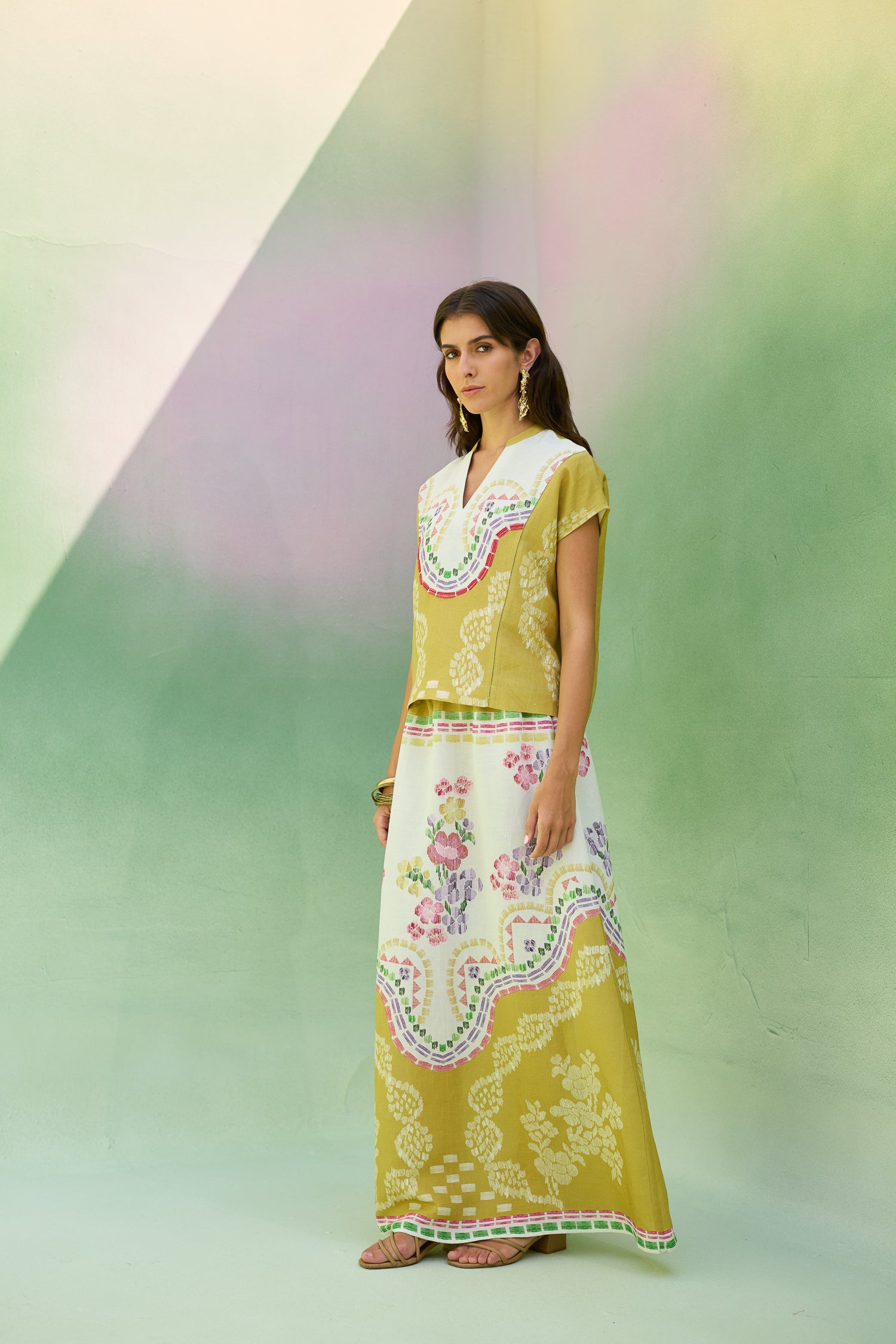 Ochre Floral Ikat Co-ord Set