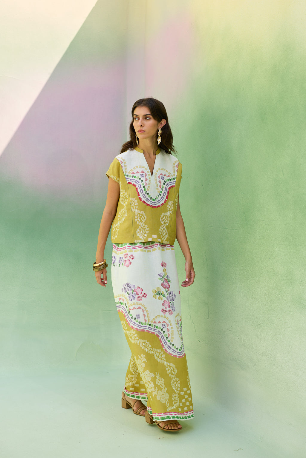 Ochre Floral Ikat Co-ord Set