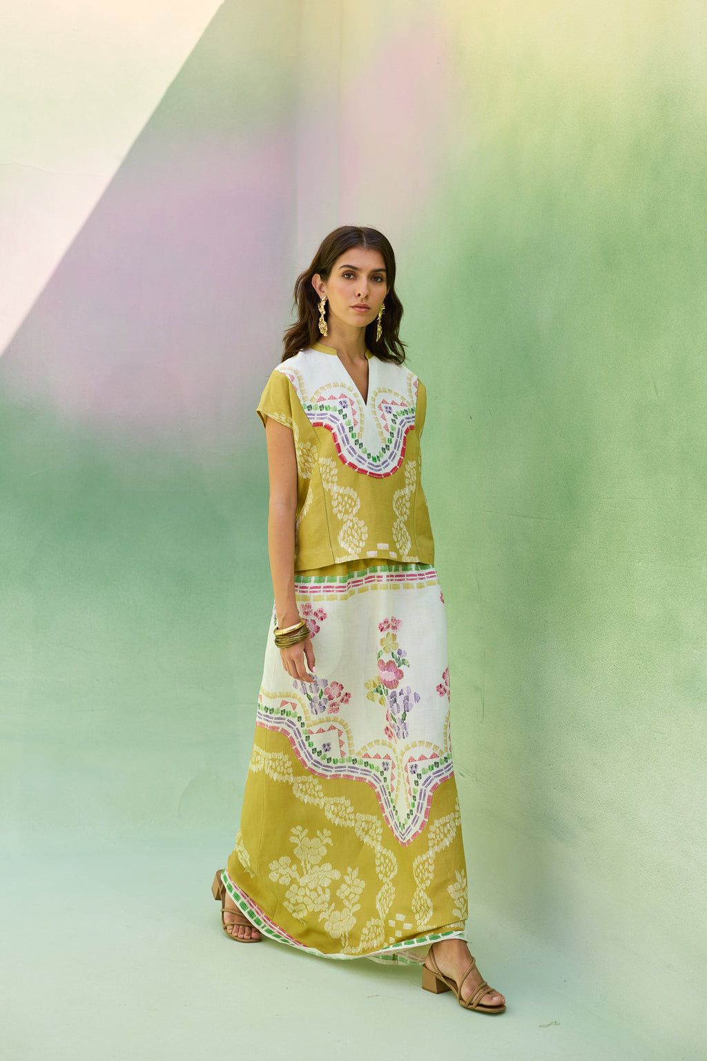 Ochre Floral Ikat Co-ord Set