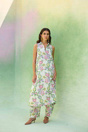 Ivory Floral Ikat Co-ord Set