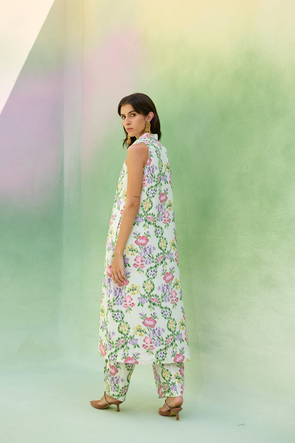 Ivory Floral Ikat Co-ord Set