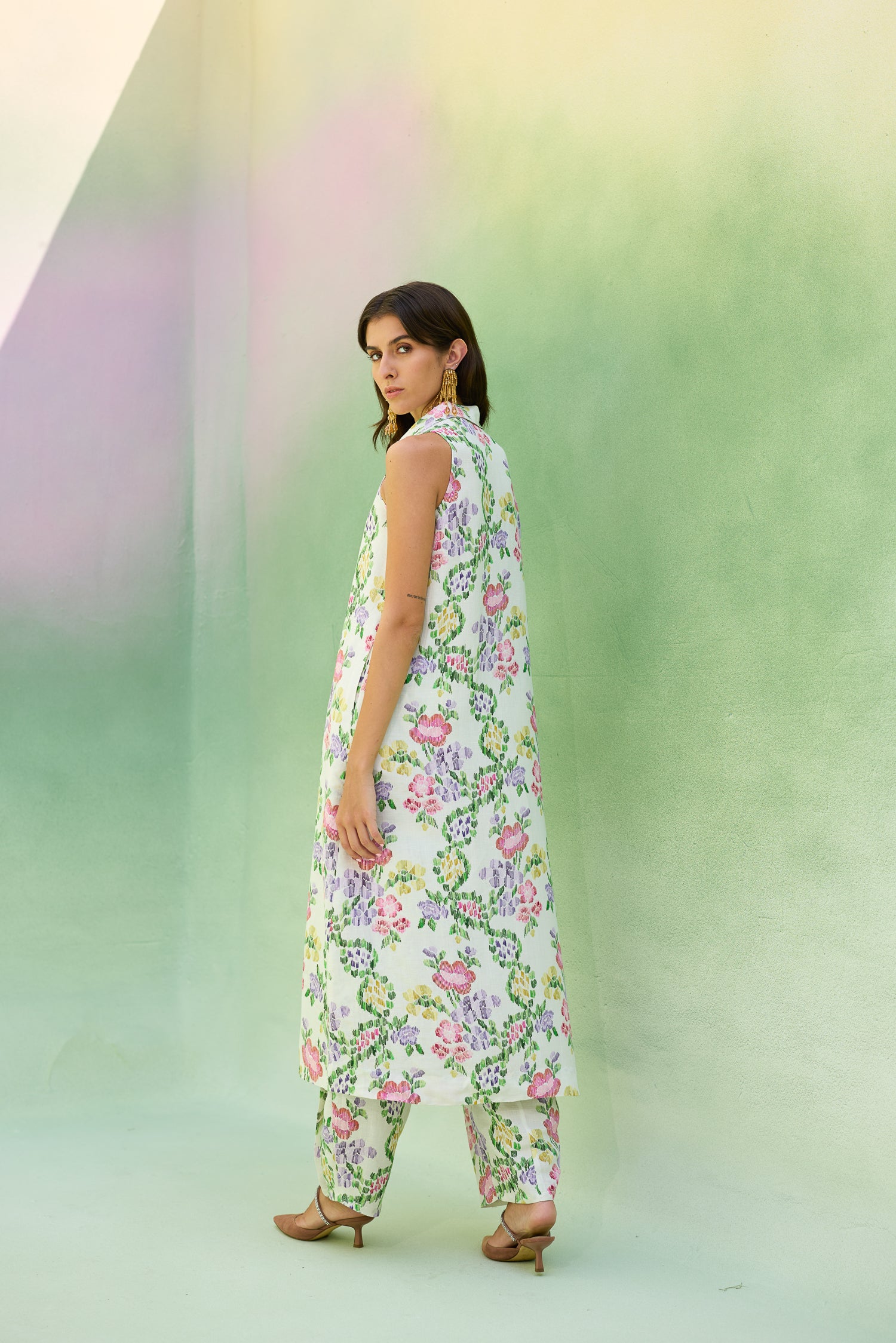 Ivory Floral Ikat Co-ord Set