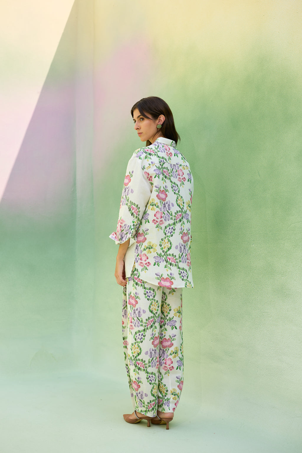 Ivory Multi-coloured Floral Ikat Set