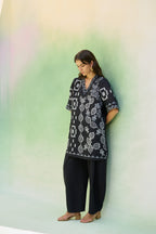 Black Floral Ikat Co-ord Set