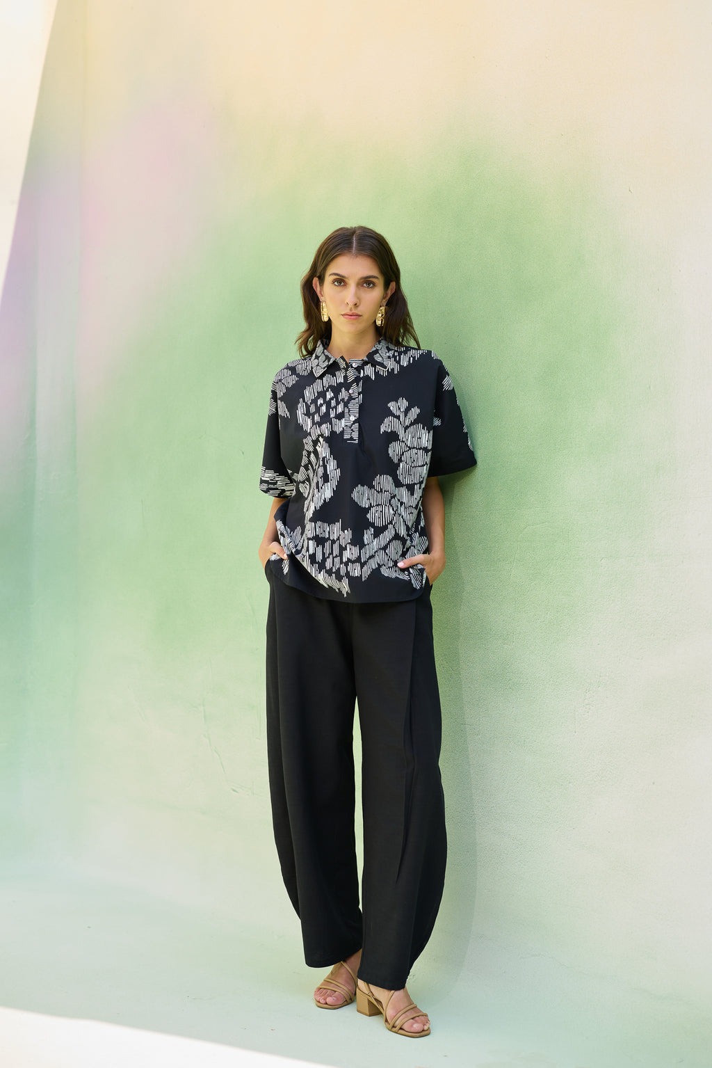 Oversized Floral Ikat Shirt