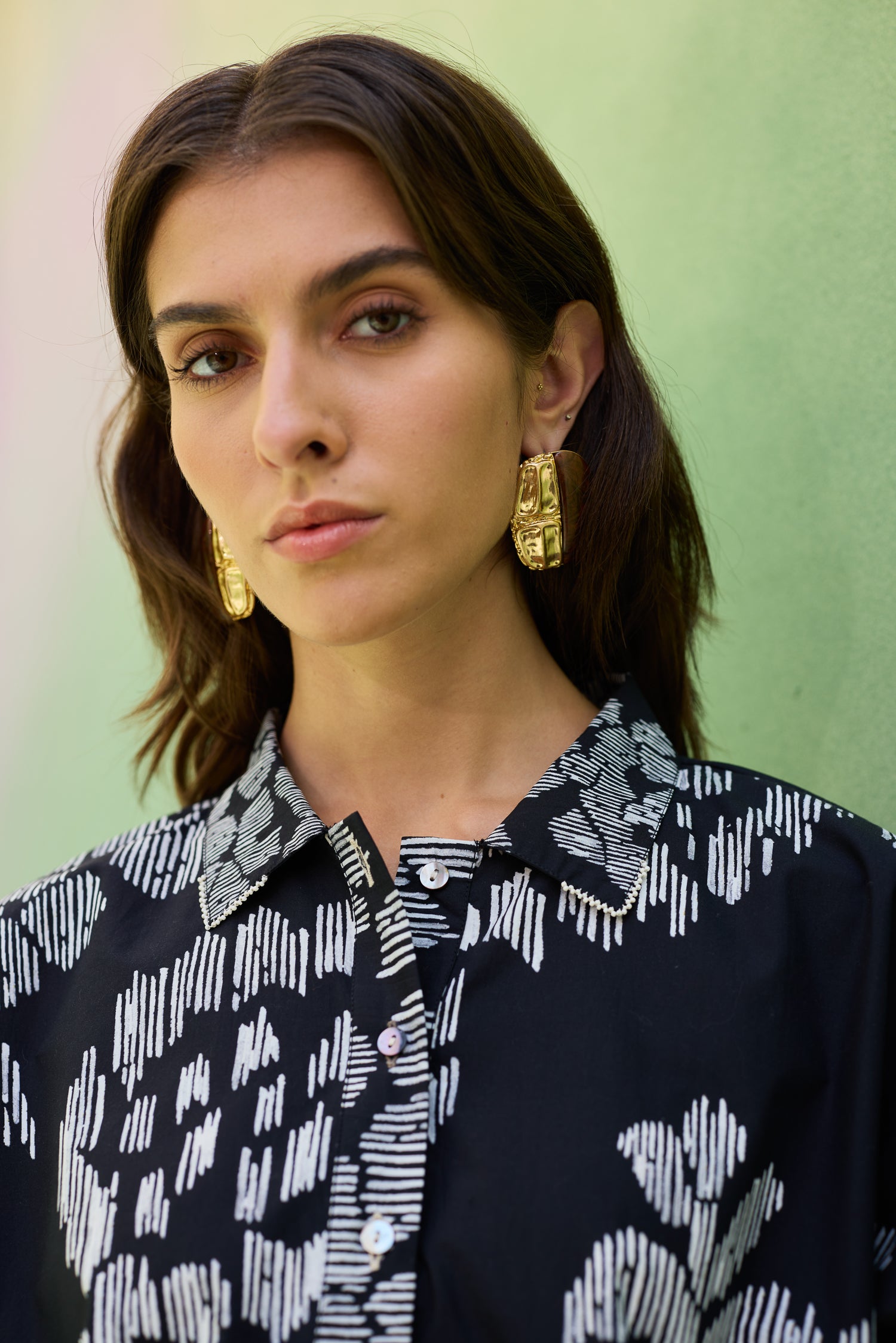 Oversized Floral Ikat Shirt