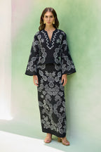 Black Floral Ikat Top and Skirt Set