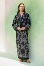 Black Floral Ikat Top and Skirt Set