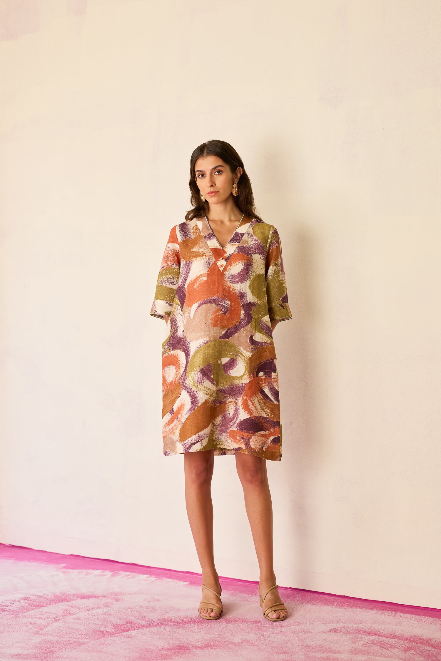 Brushstroke Mini Shift Dress