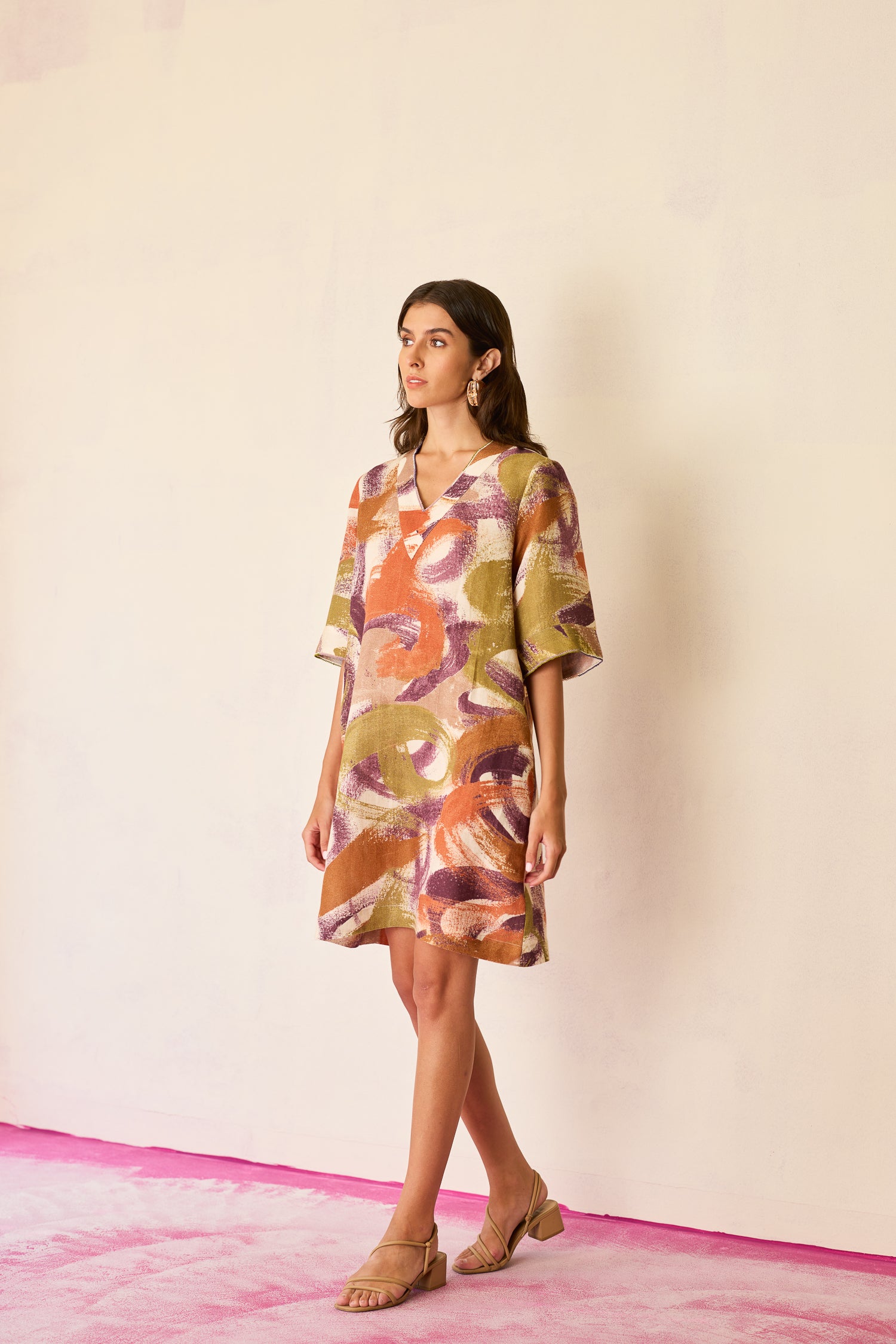 Brushstroke Mini Shift Dress