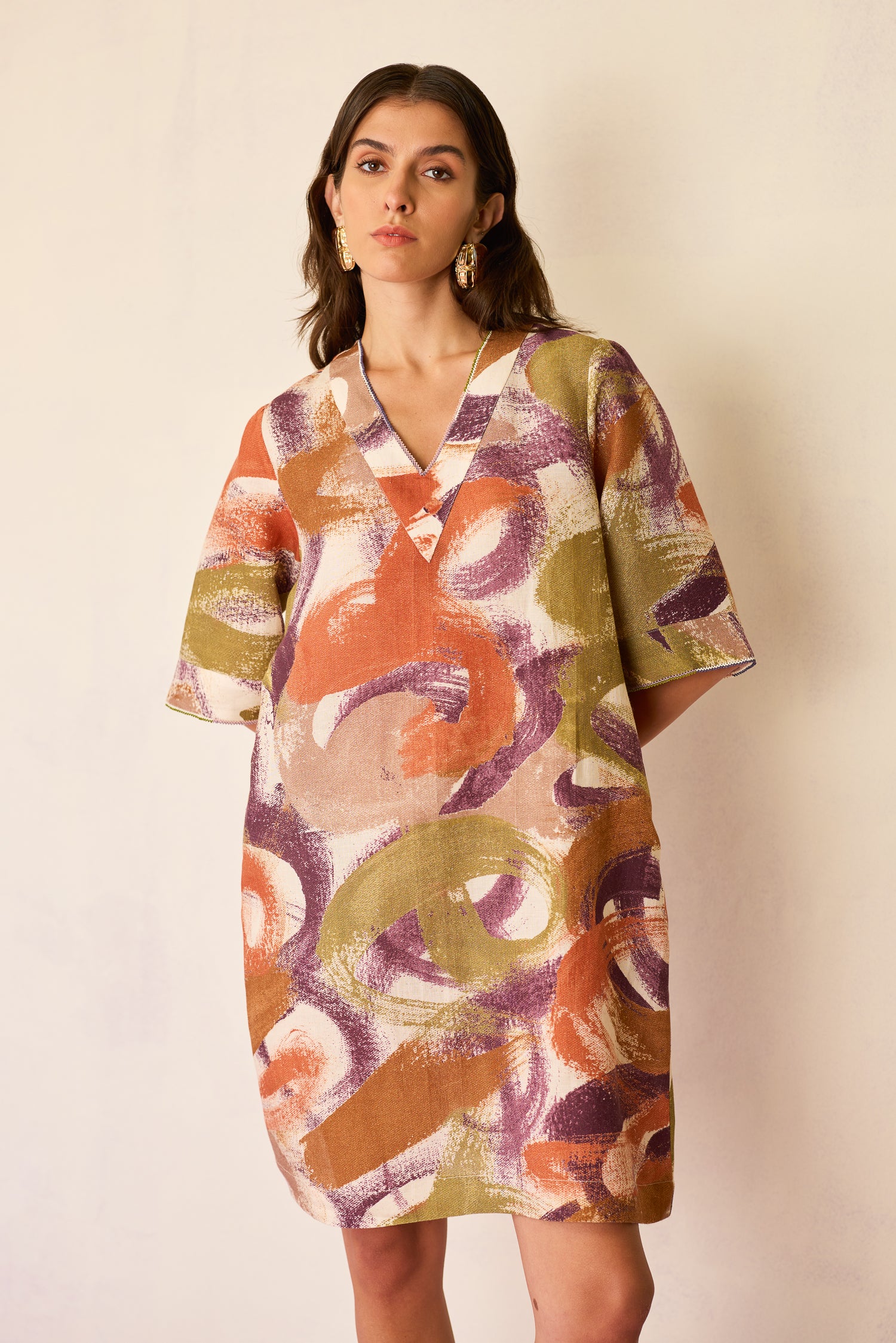 Brushstroke Mini Shift Dress