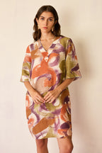 Brushstroke Mini Shift Dress