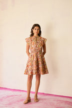 Brushstroke Gathered Mini Dress
