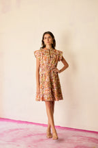 Brushstroke Gathered Mini Dress