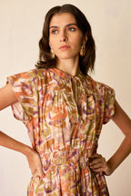 Brushstroke Gathered Mini Dress