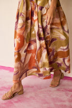 Brushstroke Smocked Maxi Dress