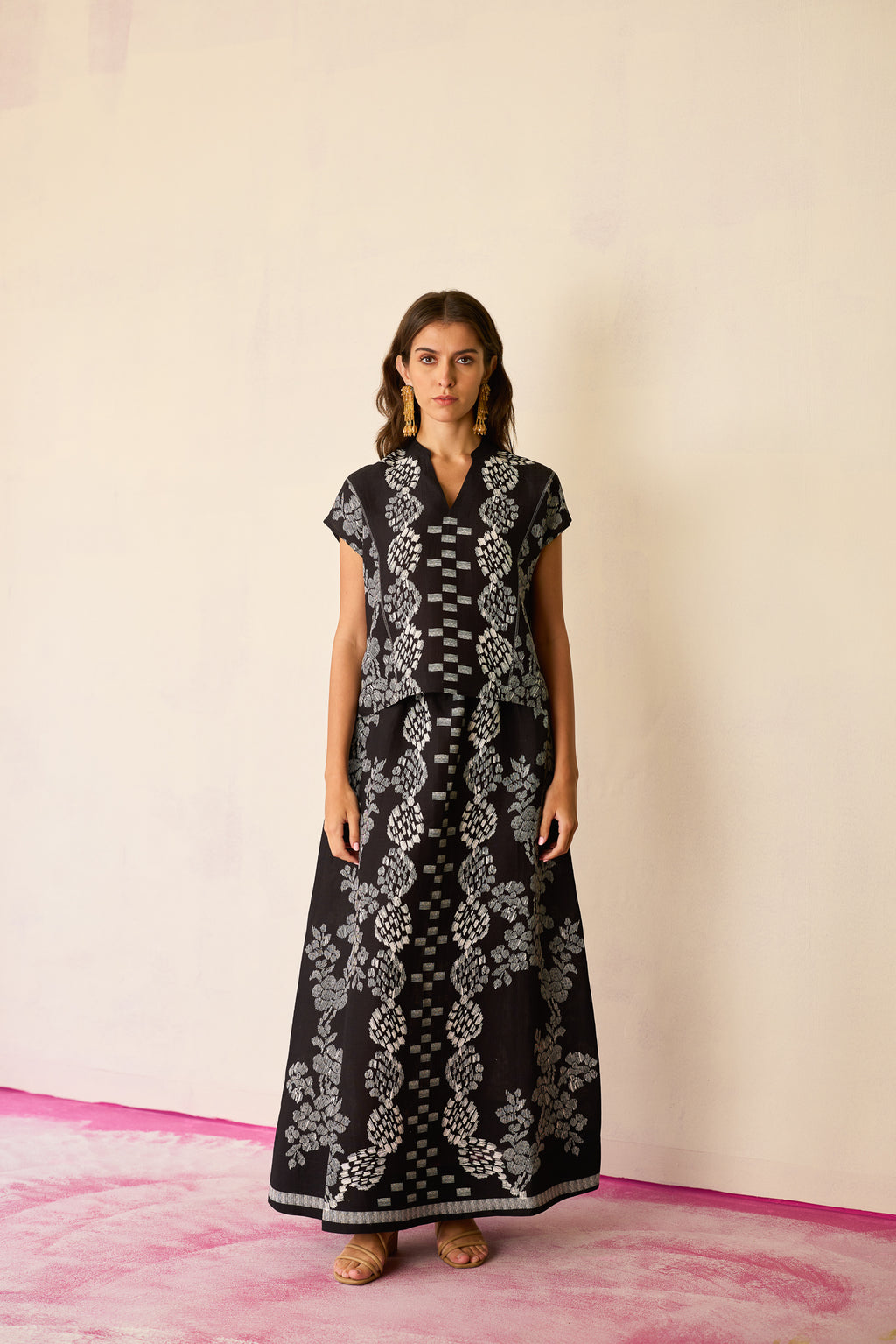 Black Geometric Ikat Co-ord Set