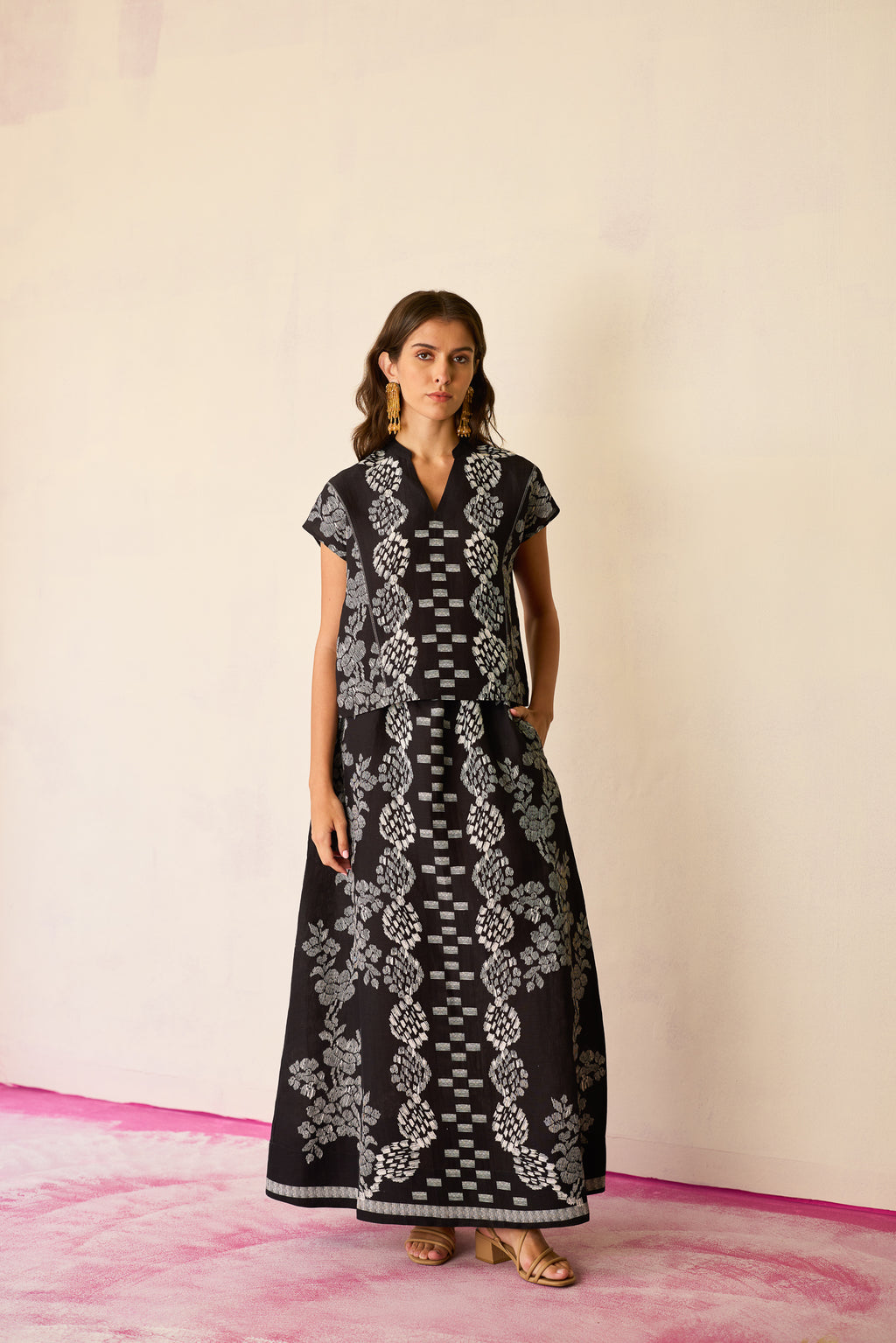 Black Geometric Ikat Co-ord Set