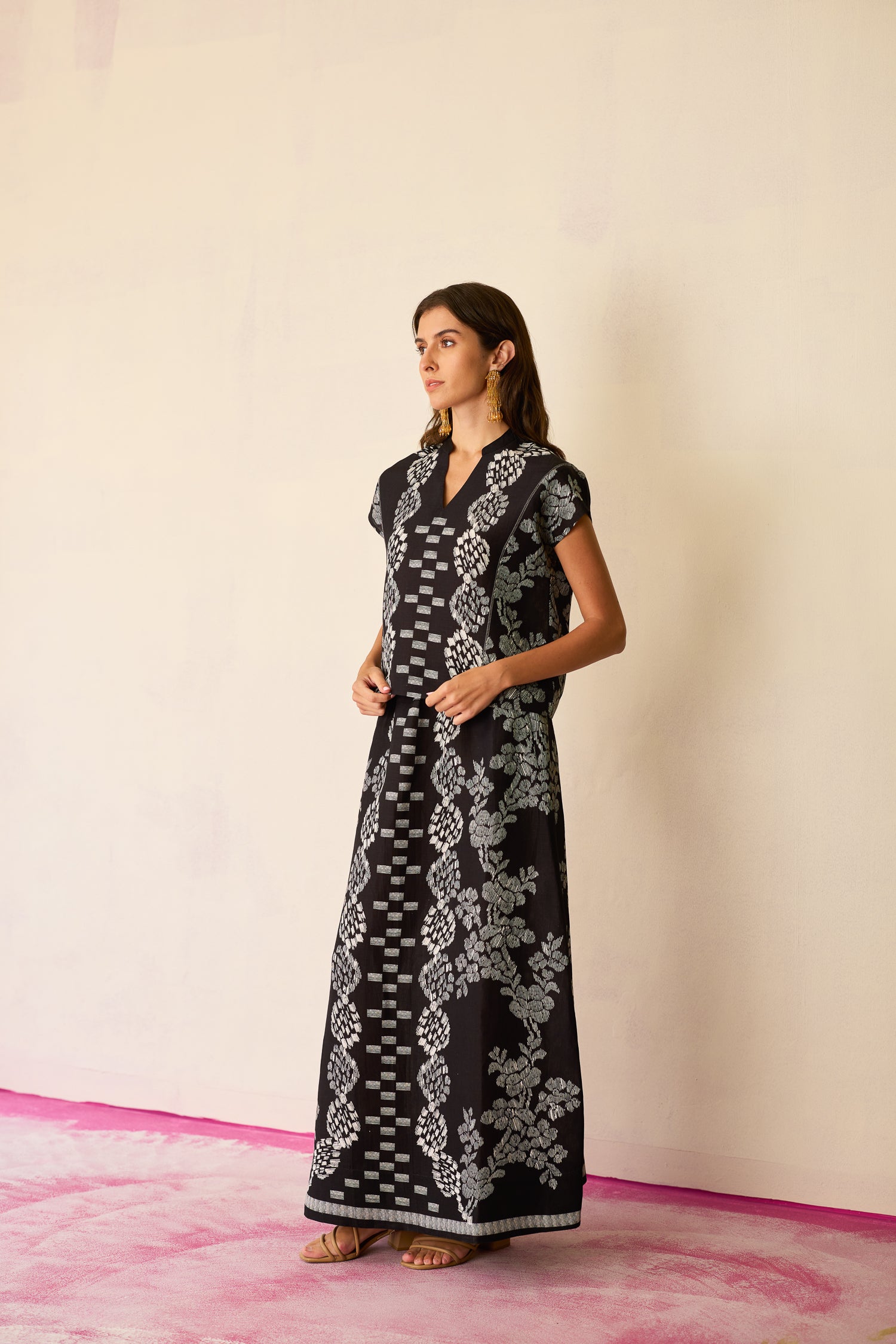 Black Geometric Ikat Co-ord Set