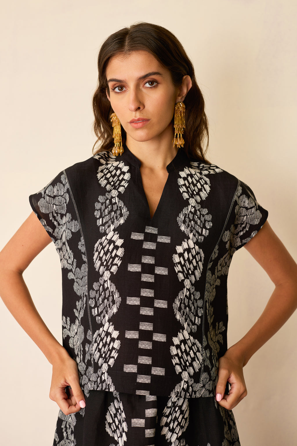 Black Geometric Ikat Co-ord Set