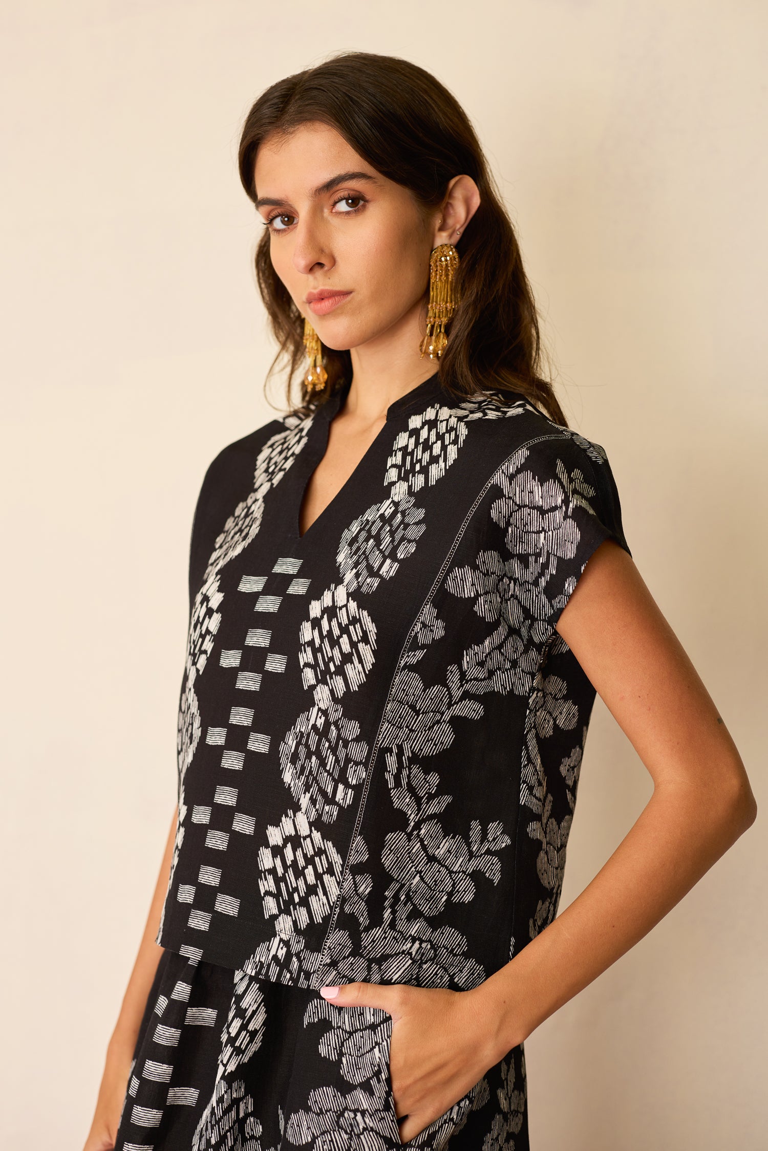 Black Geometric Ikat Co-ord Set