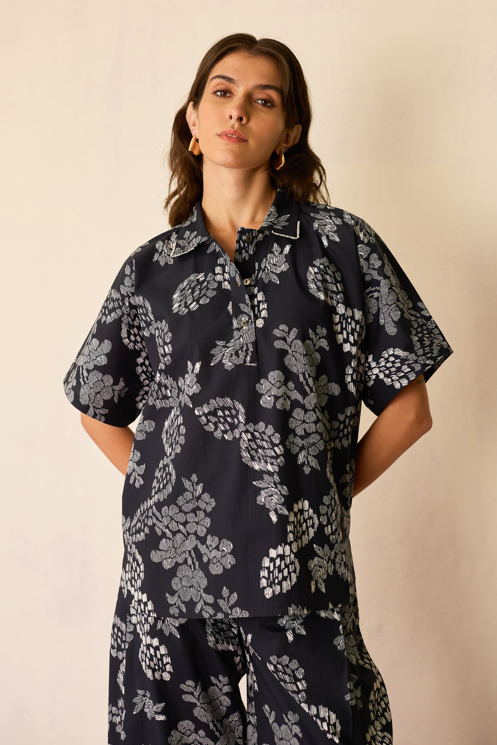 Oversized Ikat All-Over Print Shirt