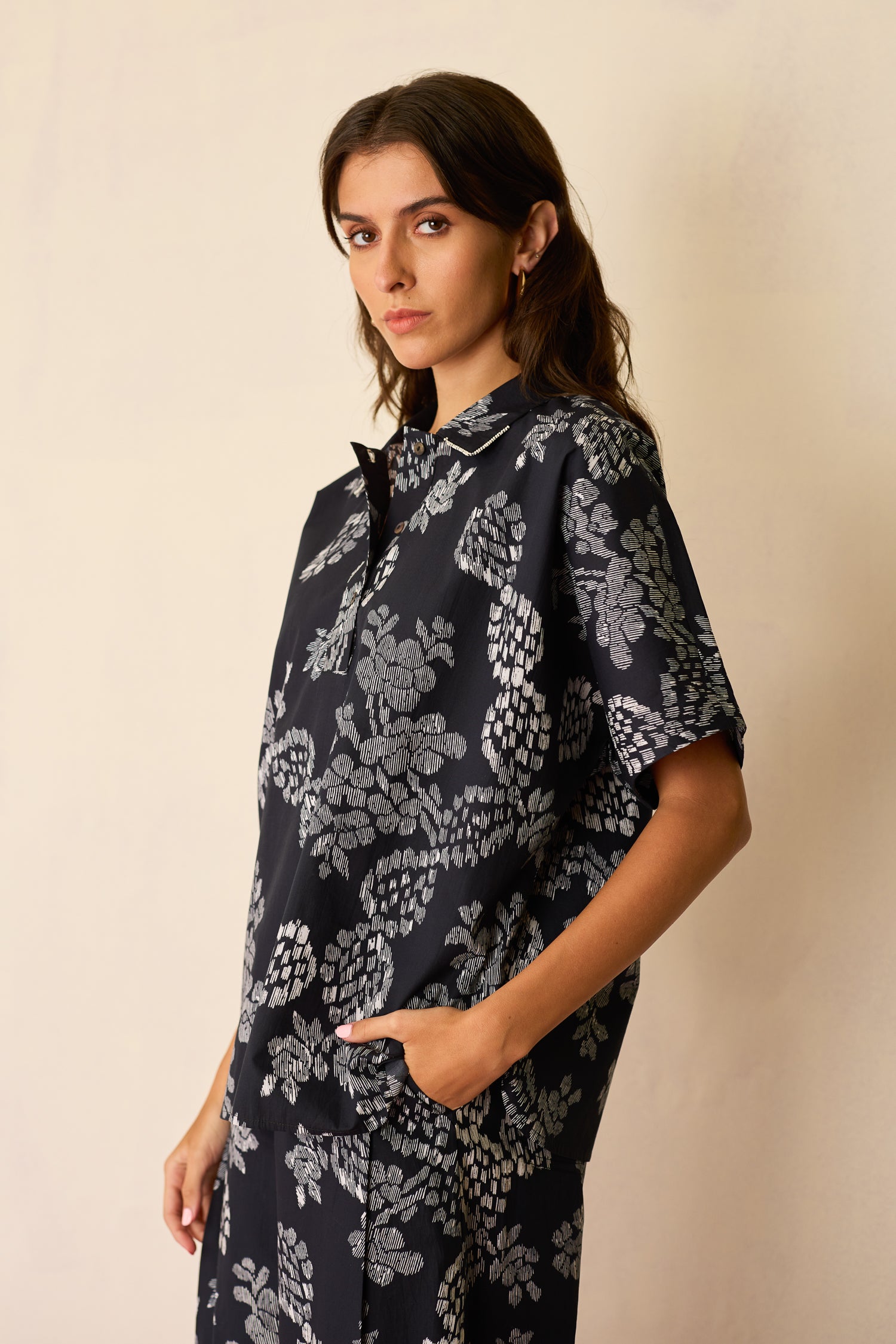 Oversized Ikat All-Over Print Shirt