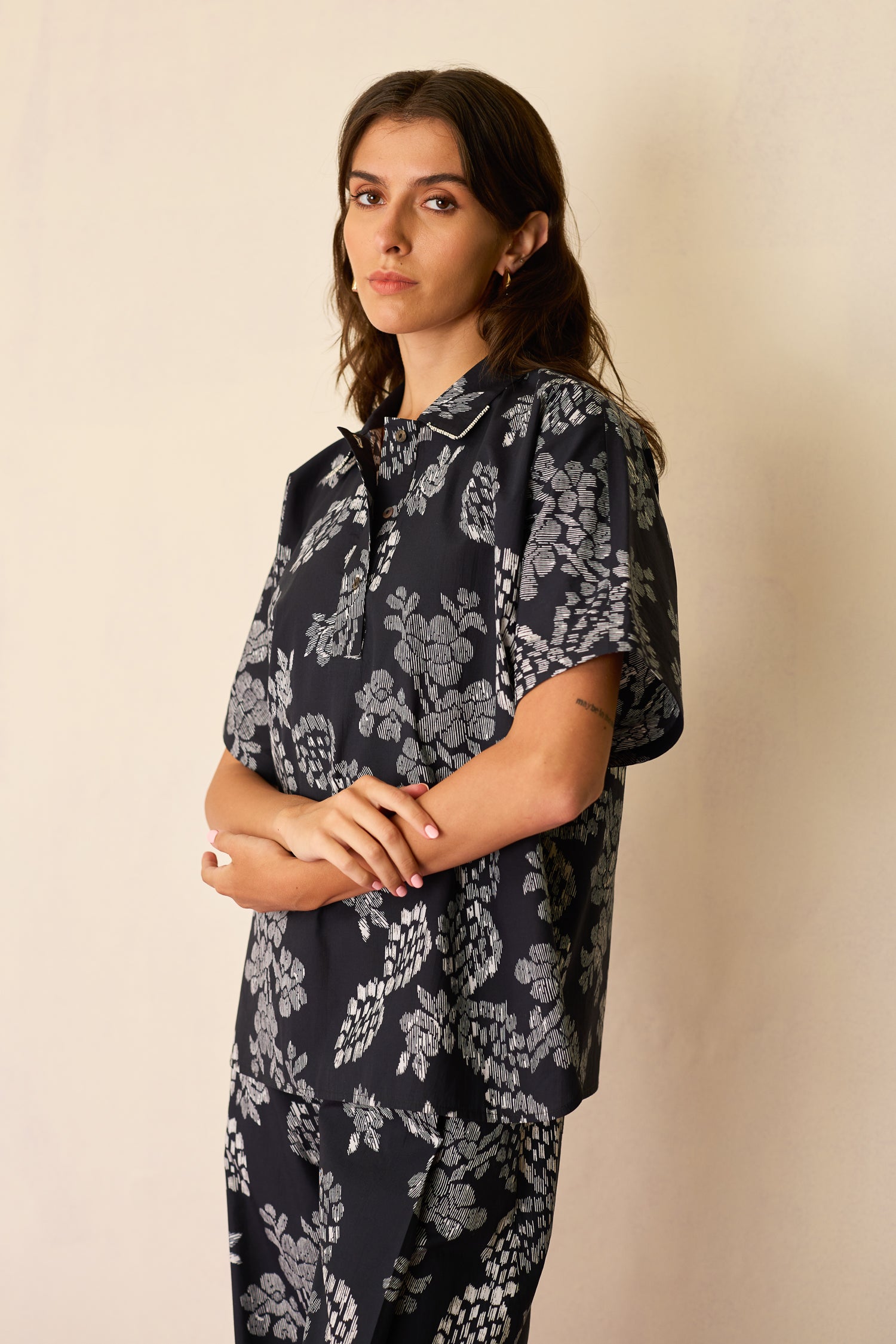 Oversized Ikat All-Over Print Shirt