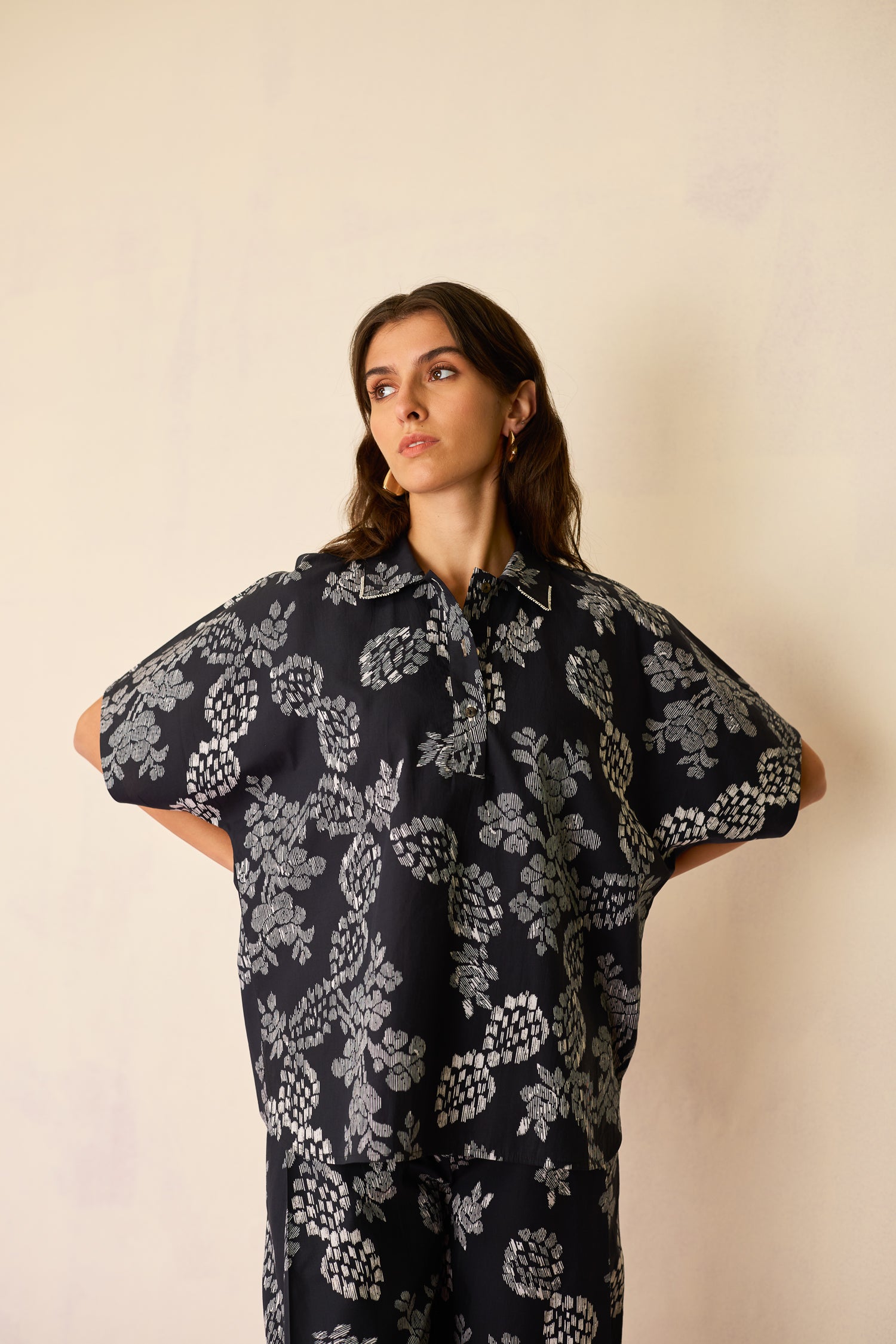 Oversized Ikat All-Over Print Shirt