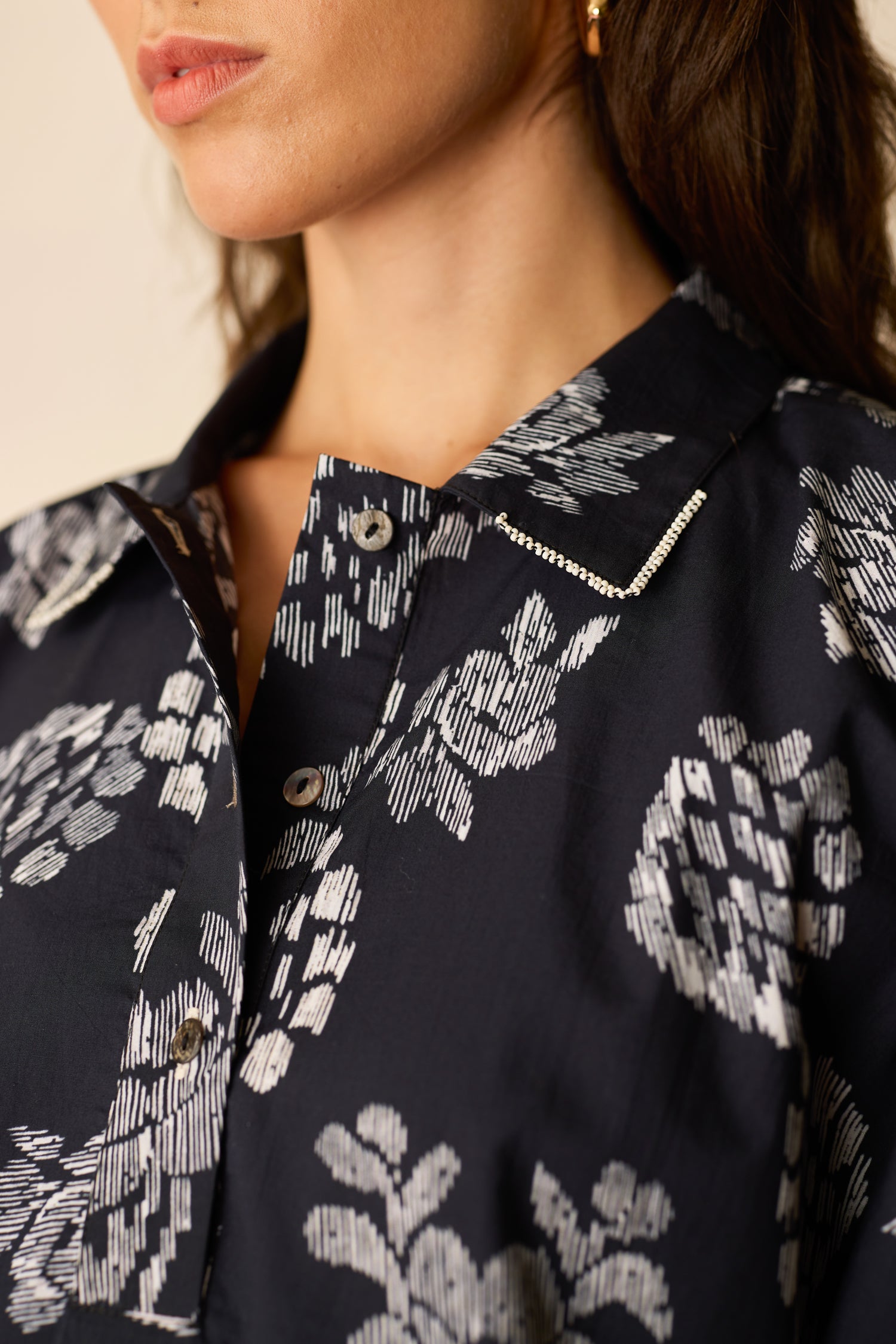 Oversized Ikat All-Over Print Shirt