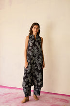 All-over Black Floral Ikat Co-ord Set