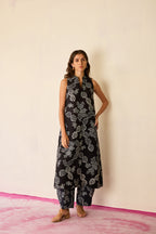 All-over Black Floral Ikat Co-ord Set