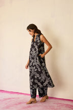 All-over Black Floral Ikat Co-ord Set