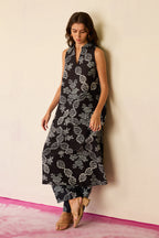 All-over Black Floral Ikat Co-ord Set