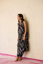 All-over Black Floral Ikat Co-ord Set