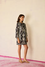 Greyscale Oversized Ikat Shift Dress
