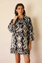 Greyscale Oversized Ikat Shift Dress