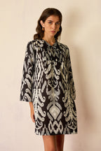 Greyscale Oversized Ikat Shift Dress