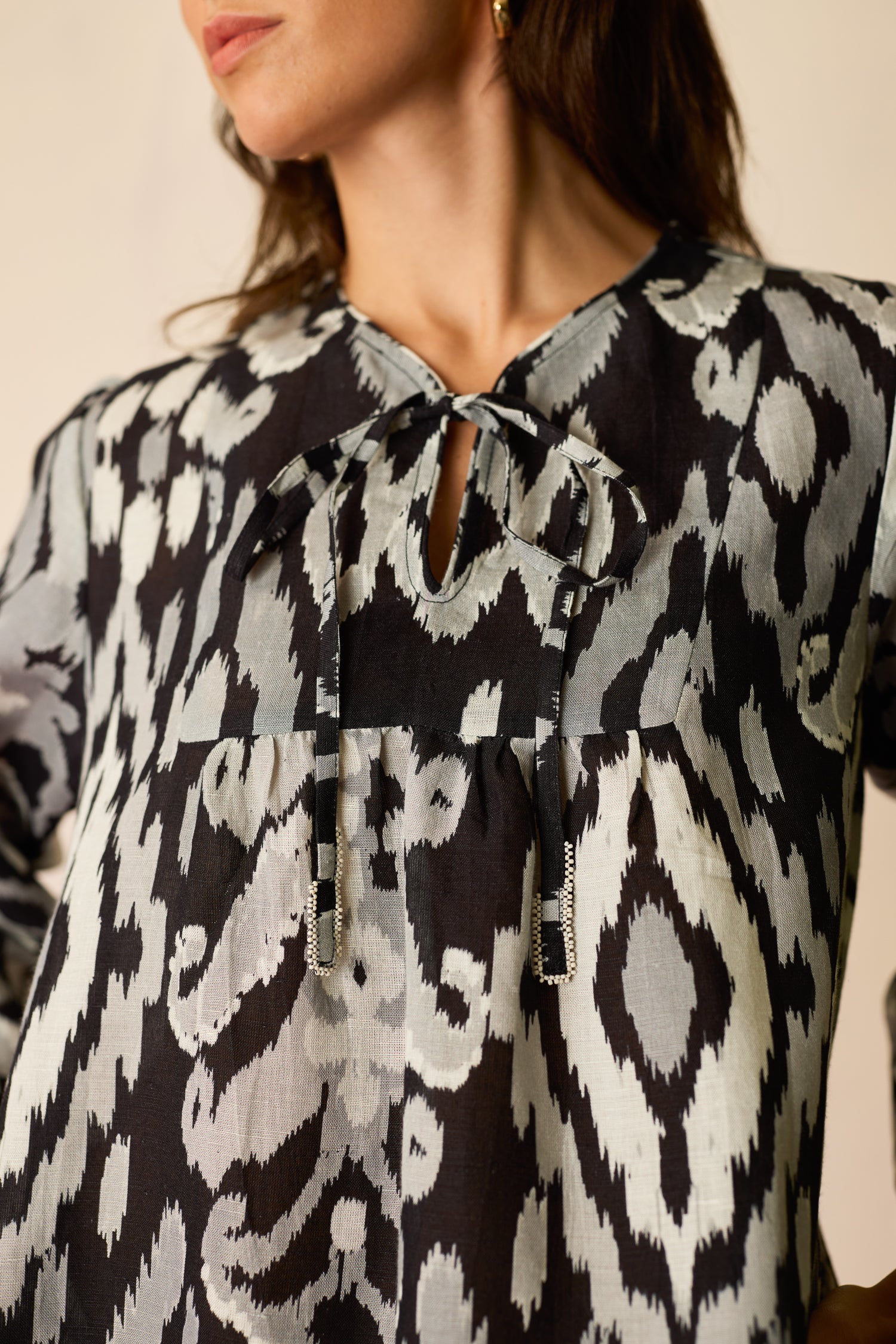 Greyscale Oversized Ikat Shift Dress
