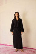 Black Solid Top And Straight Skirt