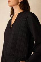 Black Solid Top And Straight Skirt