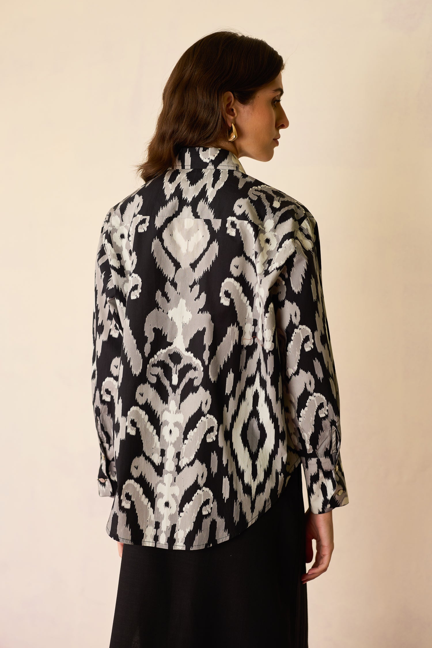 Greyscale Oversized Ikat Shirt