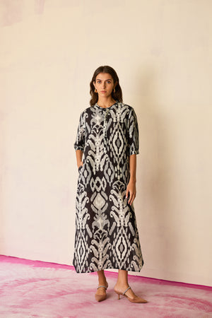 Greyscale Ikat Shirt Dress