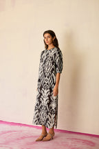 Greyscale Ikat Shirt Dress