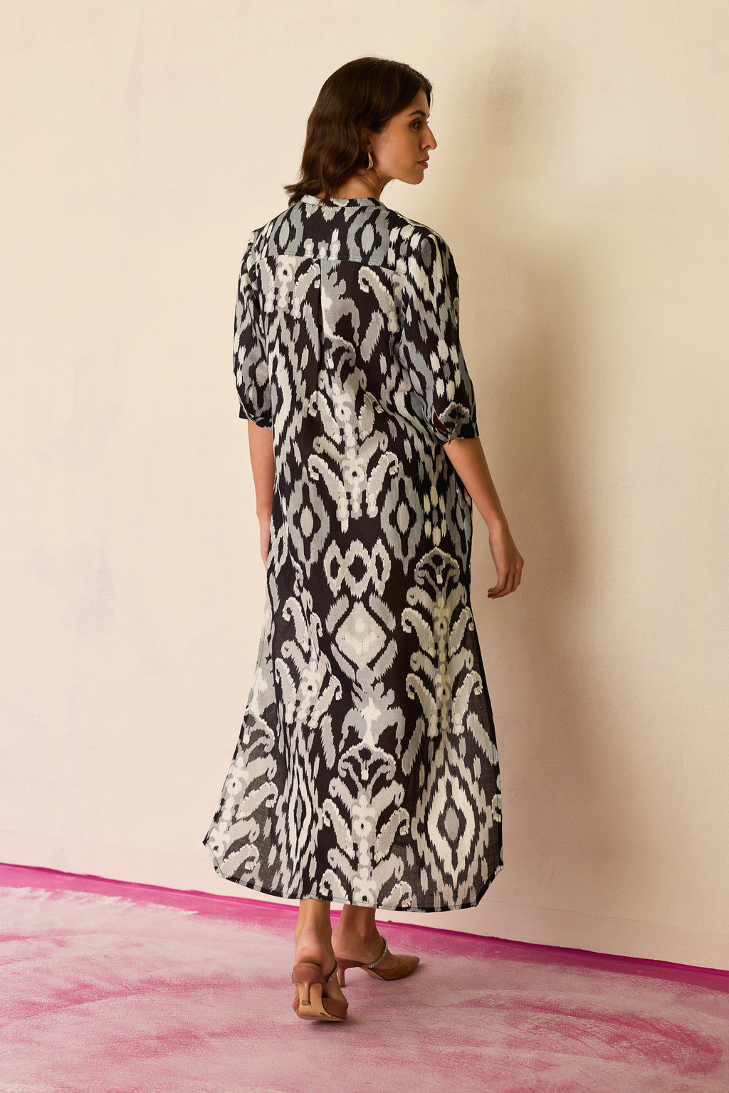Greyscale Ikat Shirt Dress