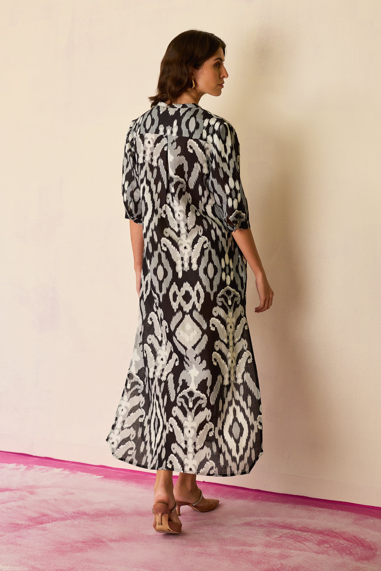 Greyscale Ikat Shirt Dress