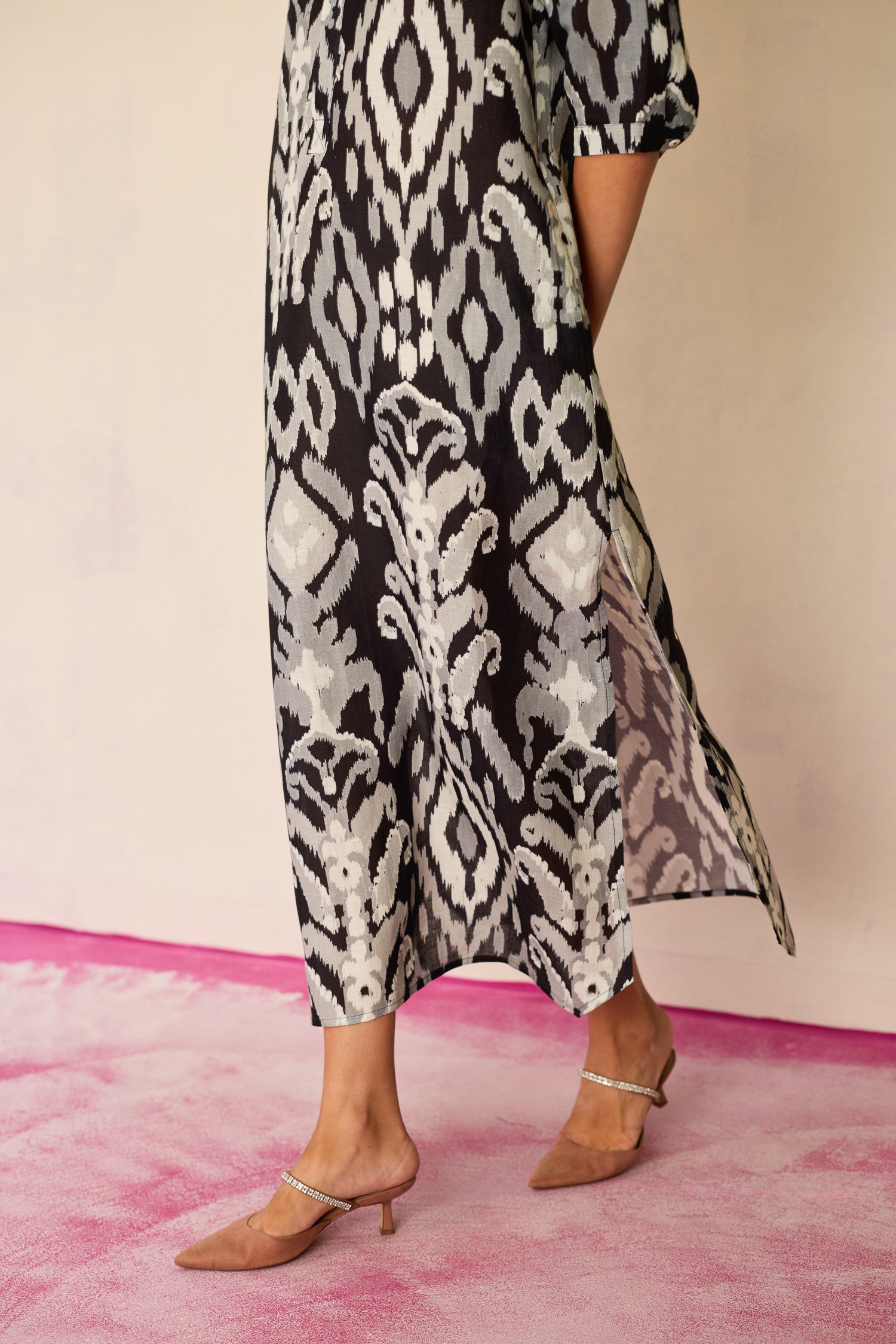 Greyscale Ikat Shirt Dress