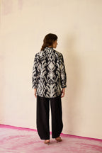 Black Ikat Cord Embroidered Shirt