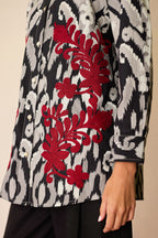 Black Ikat Cord Embroidered Shirt