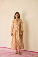 Sand Ikat Collared Shirt Dress